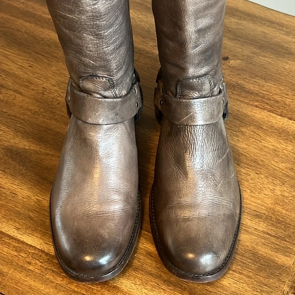 Frye Phillip Harness Tall Leather Riding Boots Gray 3476849 Womens Size 8.5 B - Picture 5 of 16
